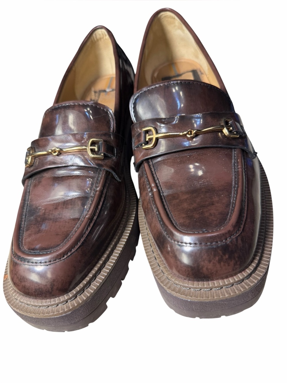 Sam Edelman Laurs Lug Sole Loafers in Chestnut brown size 8.5 shoes women - Picture 12 of 15